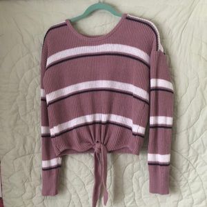 Hippie Rose striped tie-front sweater, M
